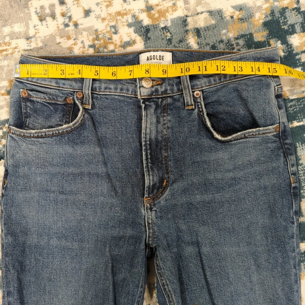 AGOLDE Willow Mid Rise Slim Straight Blue Jeans - Women's 28 Classic Basic Denim - Picture 12 of 14